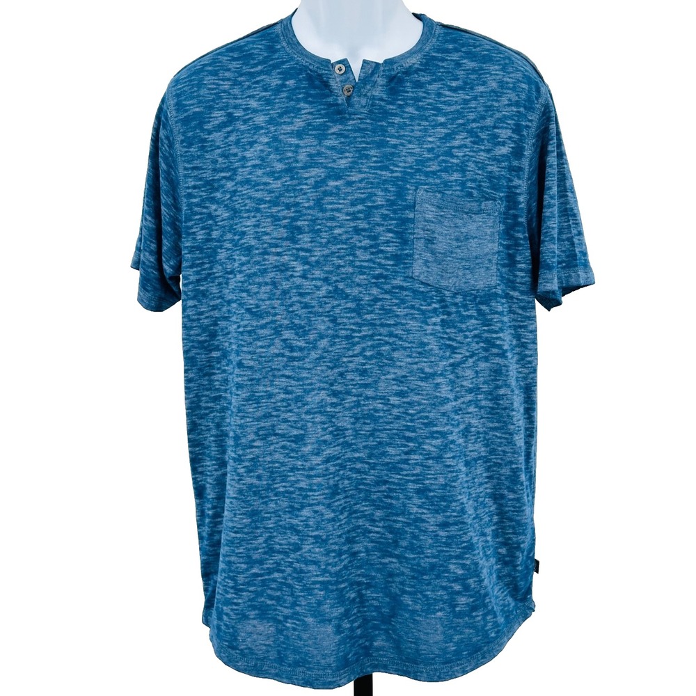 BUFFALO Blue Mirage Kadya Short Sleeve Jersey Henley Shirt Men's Large NEW